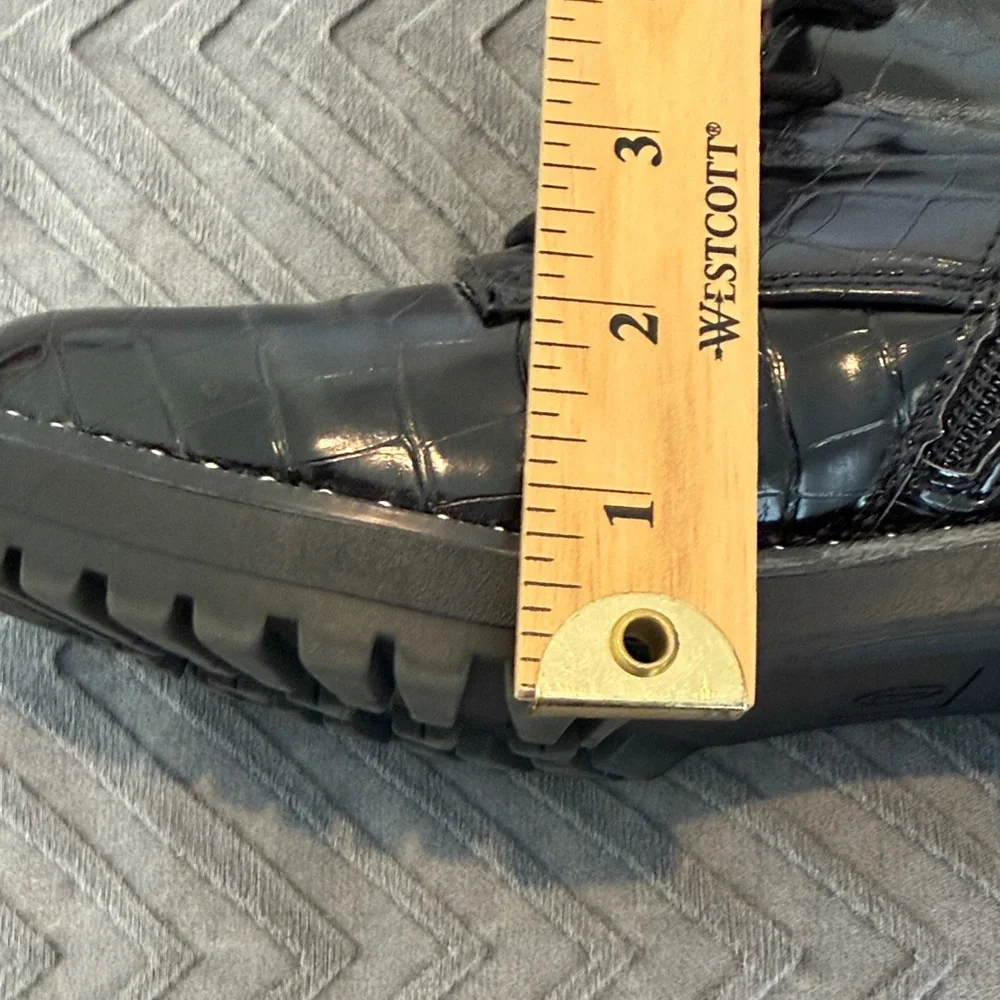 A New Day Black Croc-Embossed Lace-Up Comabt Boots - Picture 13 of 14
